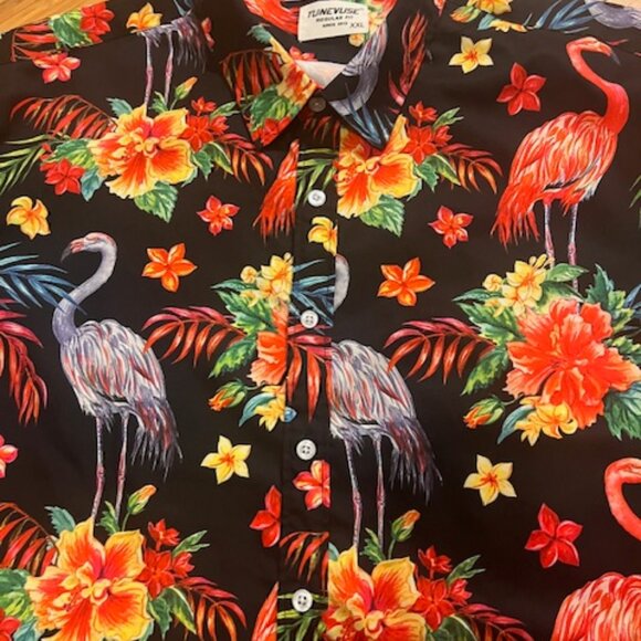 TUNEVUSE Men's Hawaiian Flamingo Shirt - Picture 5 of 8